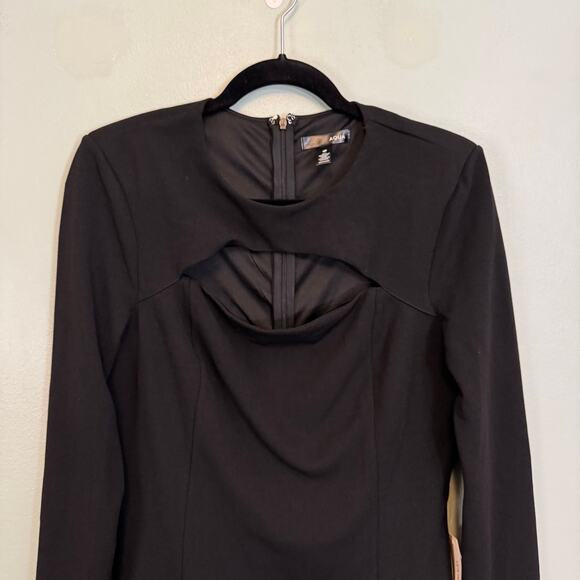 Aqua Mini Bodycon Dress L Black Evening Party Cocktail Cut Out Long Sleeves NWT - Picture 3 of 9
